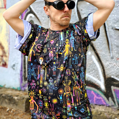 Shamanic Street Art Oversize T-shirt UV active Blacklight