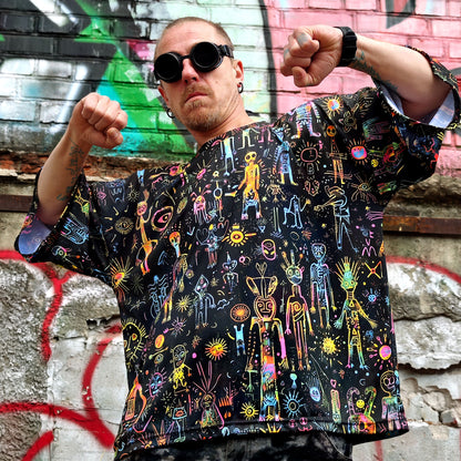 Shamanic Street Art Oversize T-shirt UV active Blacklight