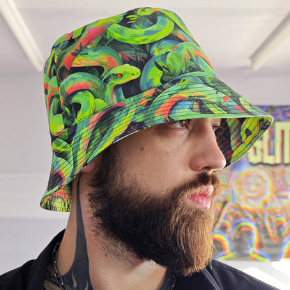 Acid Serpents Panama, Blacklight UV active bucket hat