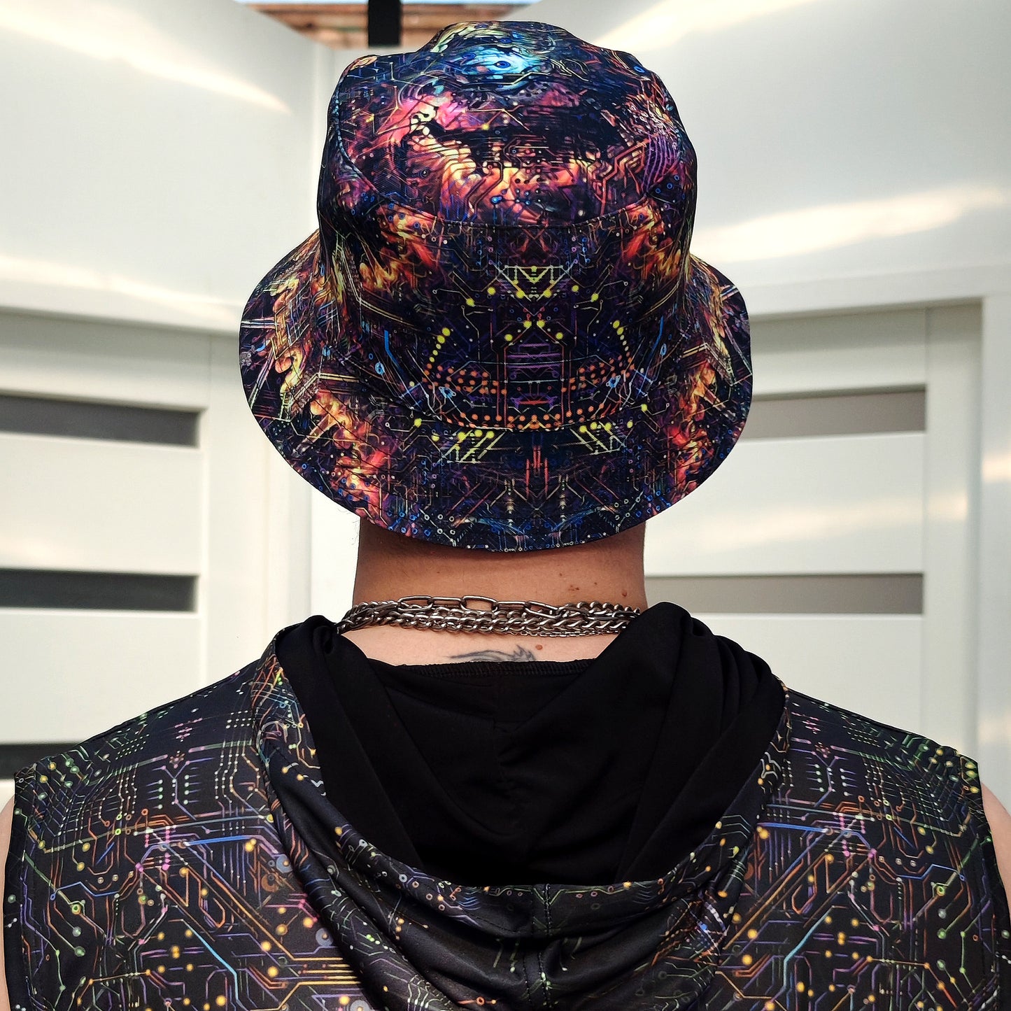 Buddha galucination - Set Consisting of a Panama Hat and Sleeveless T-shirt UV Reactive