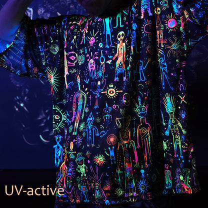 Shamanic Street Art Oversize T-shirt UV active Blacklight