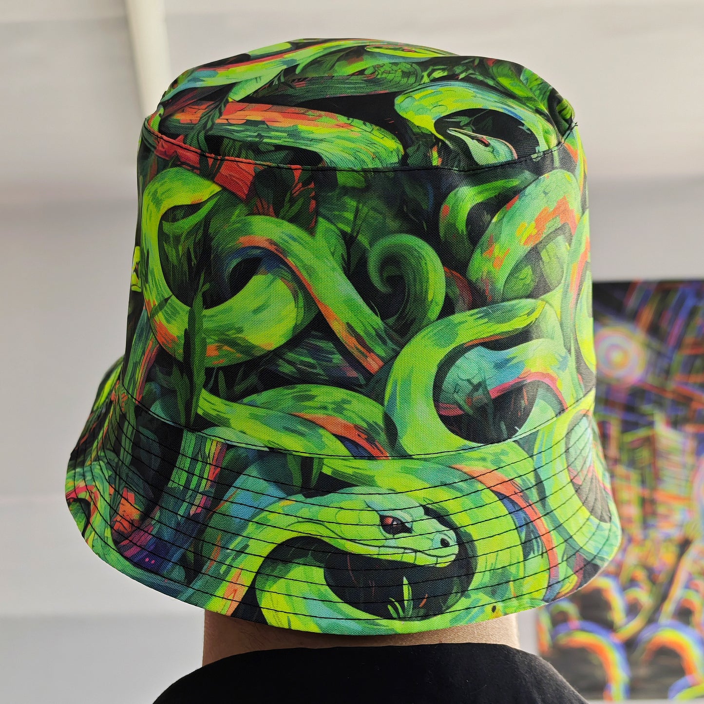 Acid Serpents Panama, Blacklight UV active bucket hat