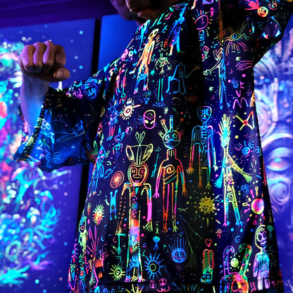 Shamanic Street Art Oversize T-shirt UV active Blacklight