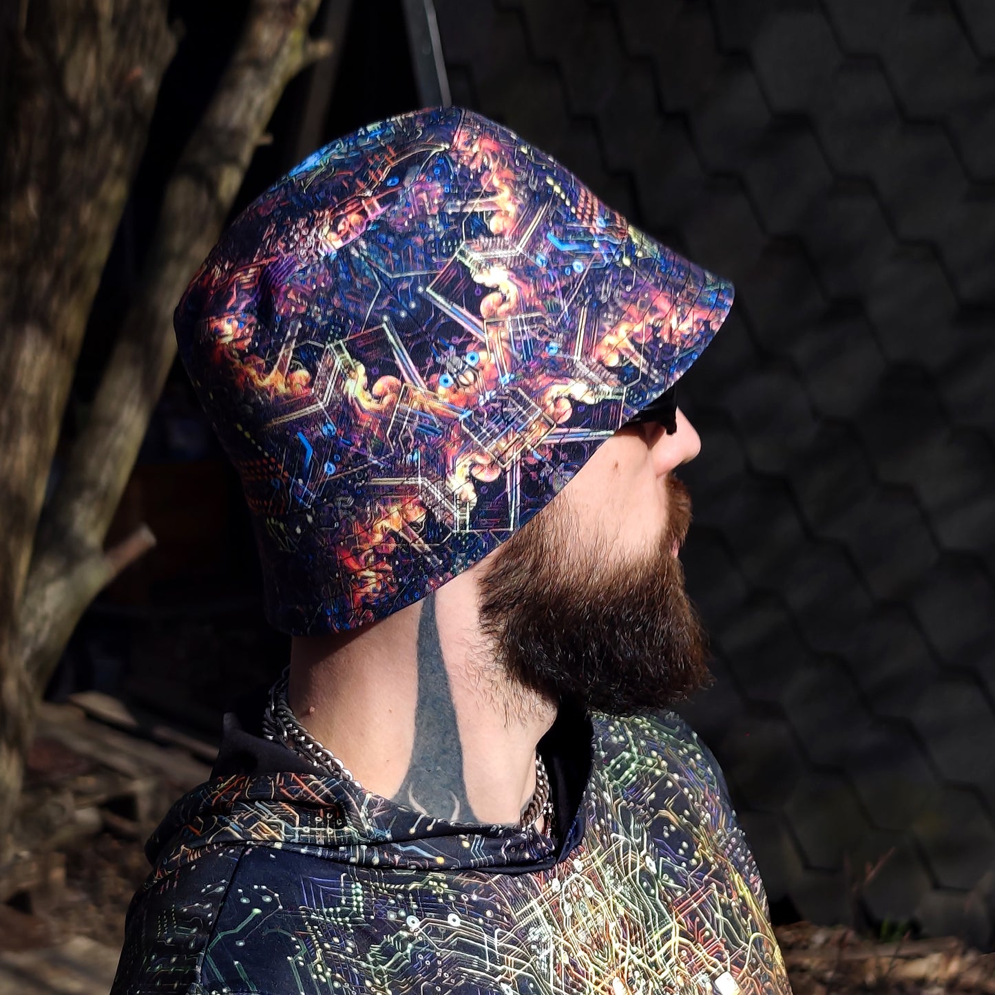 Buddha galucination - Set Consisting of a Panama Hat and Sleeveless T-shirt UV Reactive