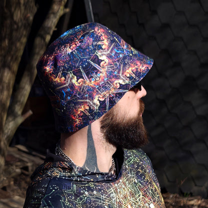 Buddha galucination - Set Consisting of a Panama Hat and Sleeveless T-shirt UV Reactive
