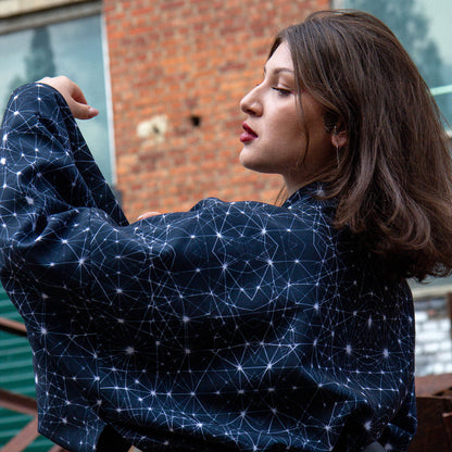 Blacklight Kimono Neuron Geometry, Rave Dress, Festival Tunic, Trippy Wear (Unisex)