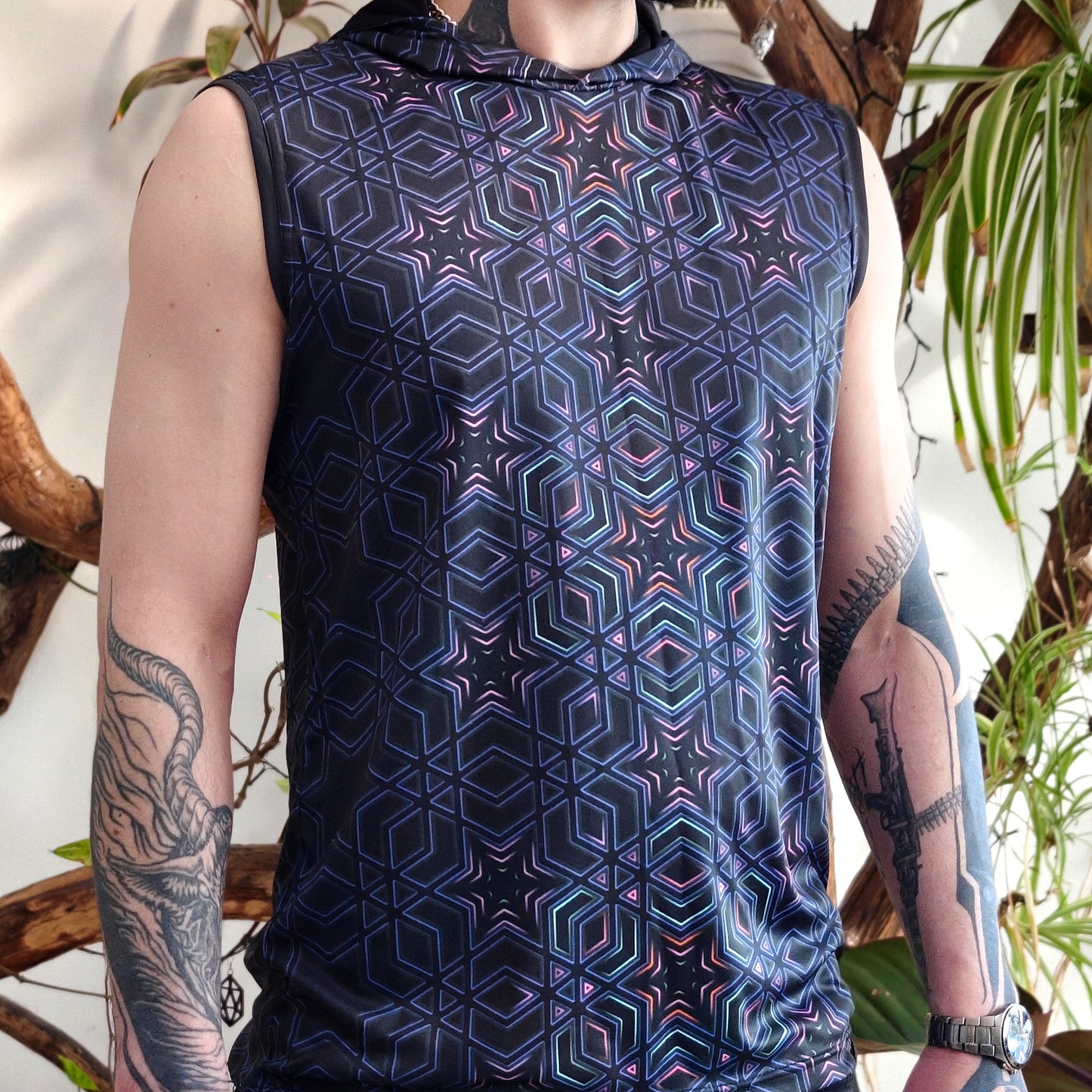 Sacred Geometry - Set Consisting of a Panama Hat and Sleeveless T-shirt UV Reactive (Copy)