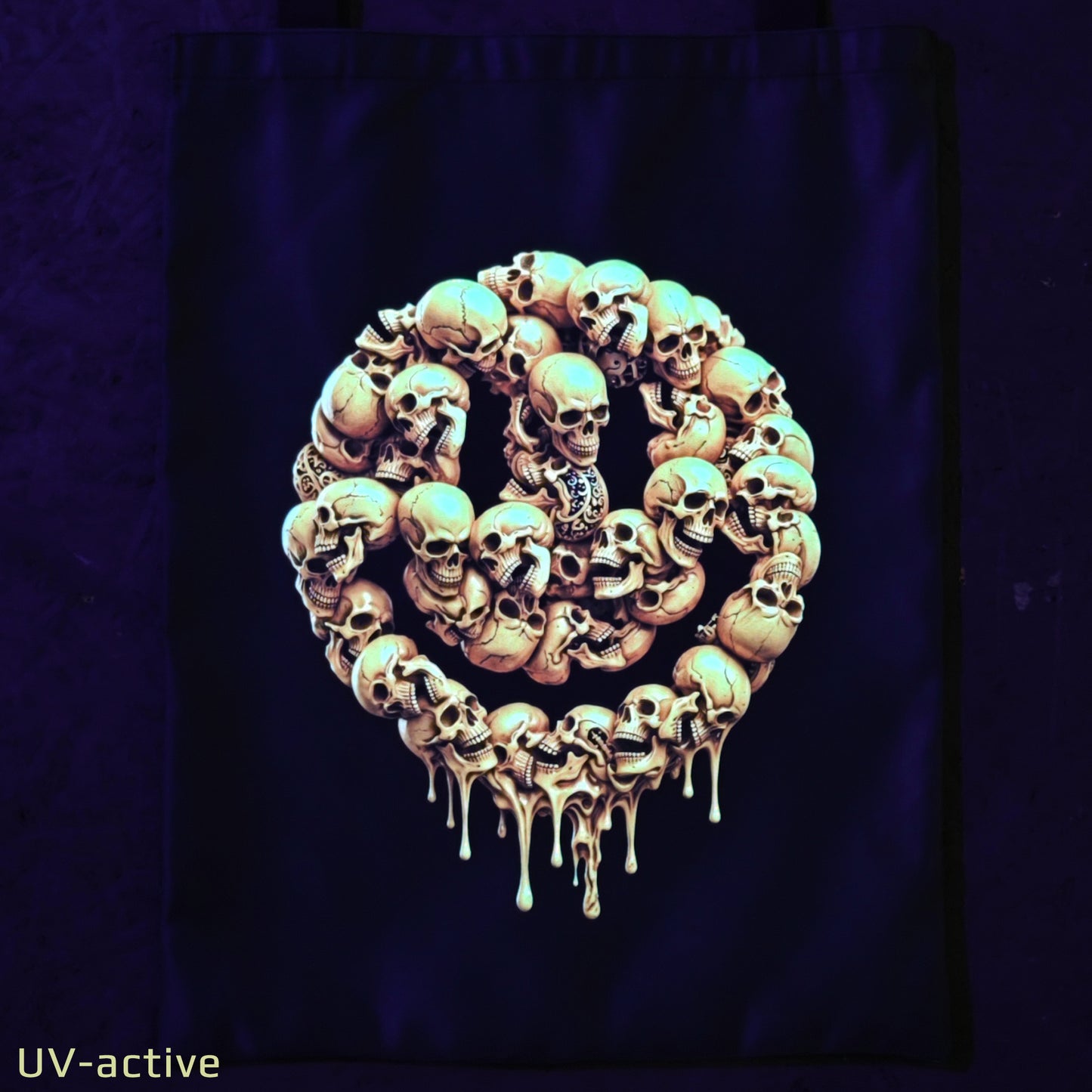 Smile Blacklight UV active shopper bag