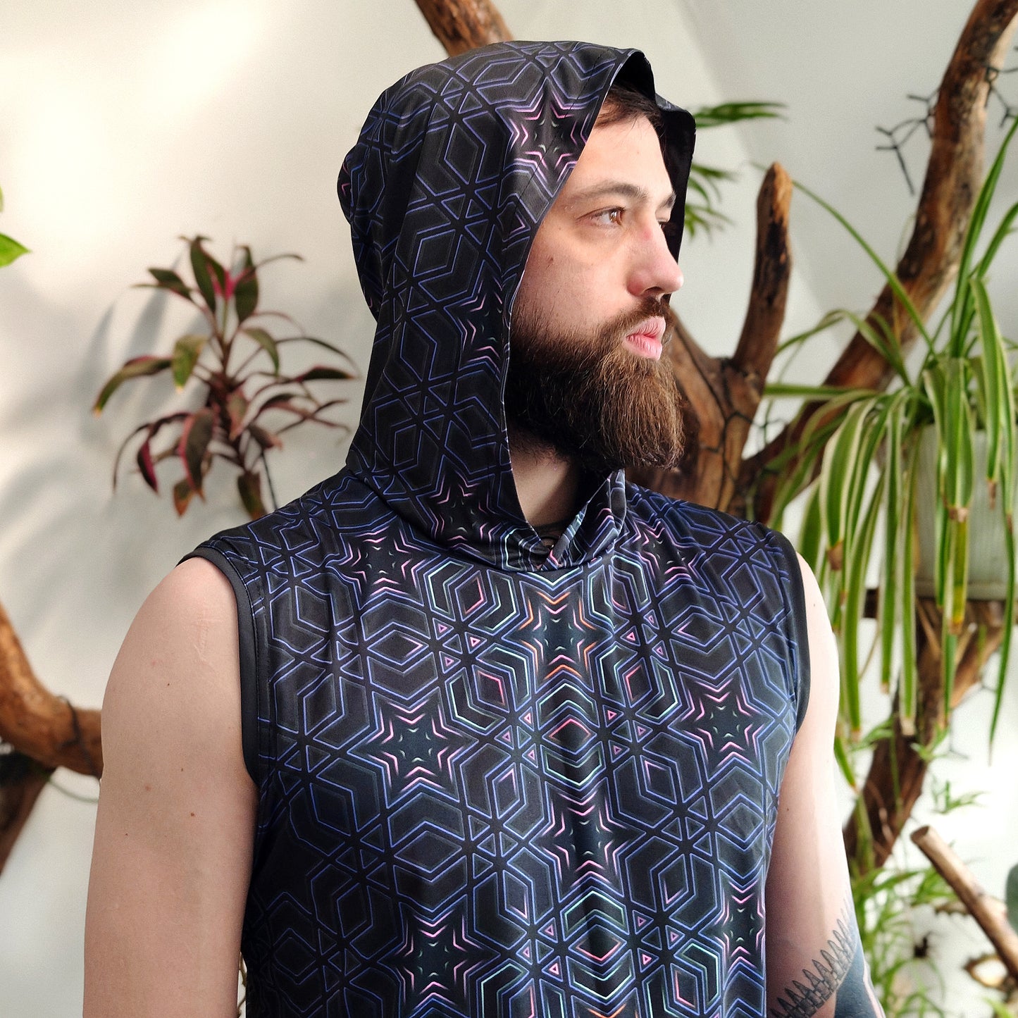 Sacred Geometry - Set Consisting of a Panama Hat and Sleeveless T-shirt UV Reactive (Copy)