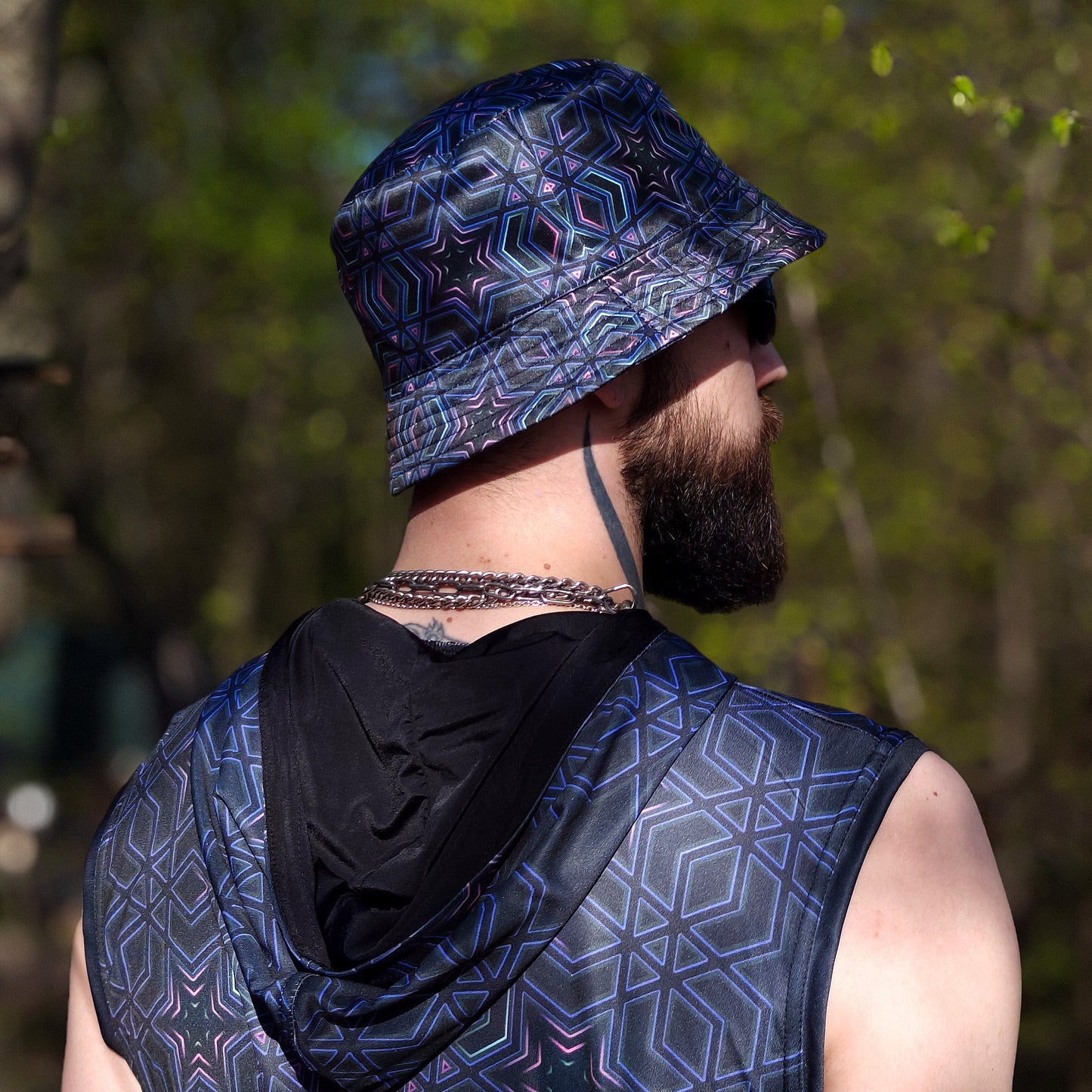 Sacred Geometry - Set Consisting of a Panama Hat and Sleeveless T-shirt UV Reactive (Copy)