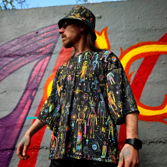 Shamanic Street Art Oversize T-shirt UV active Blacklight