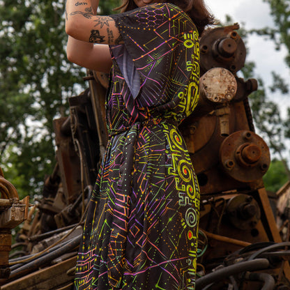 UV Blacklight Sleeveless Kimono -   Ancient Symbols (Unisex)