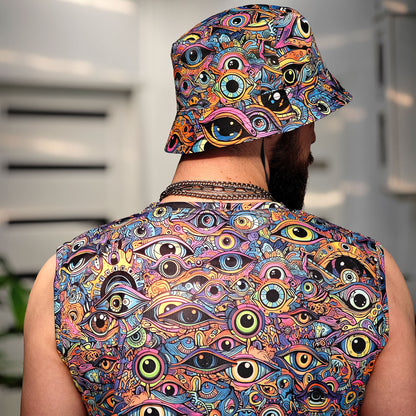 All eyes on me - Set Consisting of a Panama Hat and Sleeveless T-shirt UV Reactive