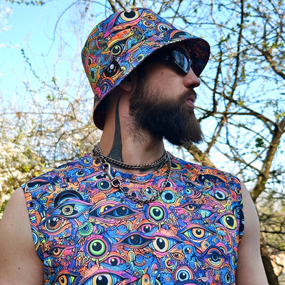 All eyes on me - Set Consisting of a Panama Hat and Sleeveless T-shirt UV Reactive
