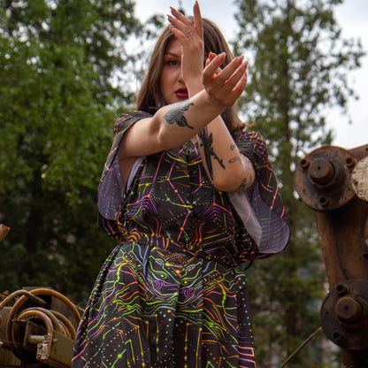 UV Blacklight Sleeveless Kimono -   Ancient Symbols (Unisex)
