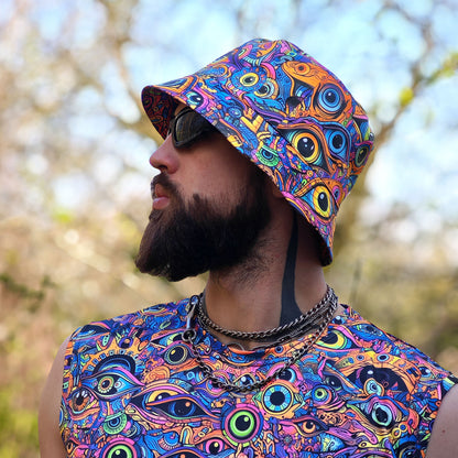 All eyes on me - Set Consisting of a Panama Hat and Sleeveless T-shirt UV Reactive