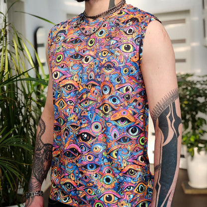 All eyes on me - Set Consisting of a Panama Hat and Sleeveless T-shirt UV Reactive