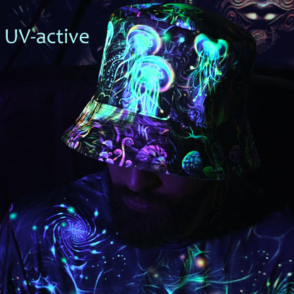Jellyfish Set Consisting of a Panama Hat and T-shirt UV Reactive