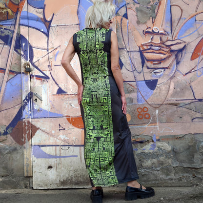 Alien Symbols Blacklight UV Active Sleeveless Dress