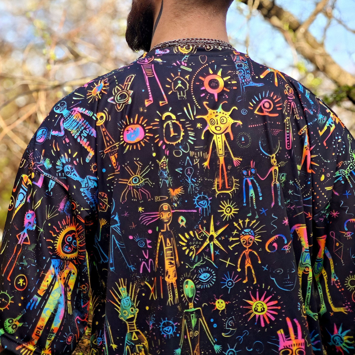 Shamanic Street Art Oversize T-shirt UV active Blacklight