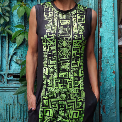 Alien Symbols Blacklight UV Active Sleeveless Dress