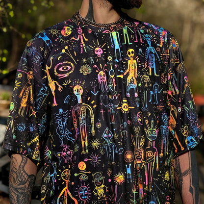 Shamanic Street Art Oversize T-shirt UV active Blacklight