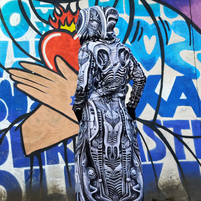 Alien Skin Blacklight UV Active Dress With Hood