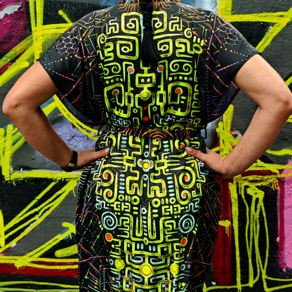 UV Blacklight Sleeveless Kimono -   Ancient Symbols (Unisex)