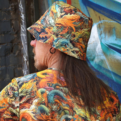 Asian Dragon Set Consisting of a Panama Hat and T-shirt UV Reactive