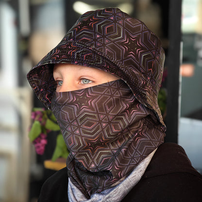 Dark Sacred Geometry - Set with Neck Gaiter and Panama Hat UV Reactive