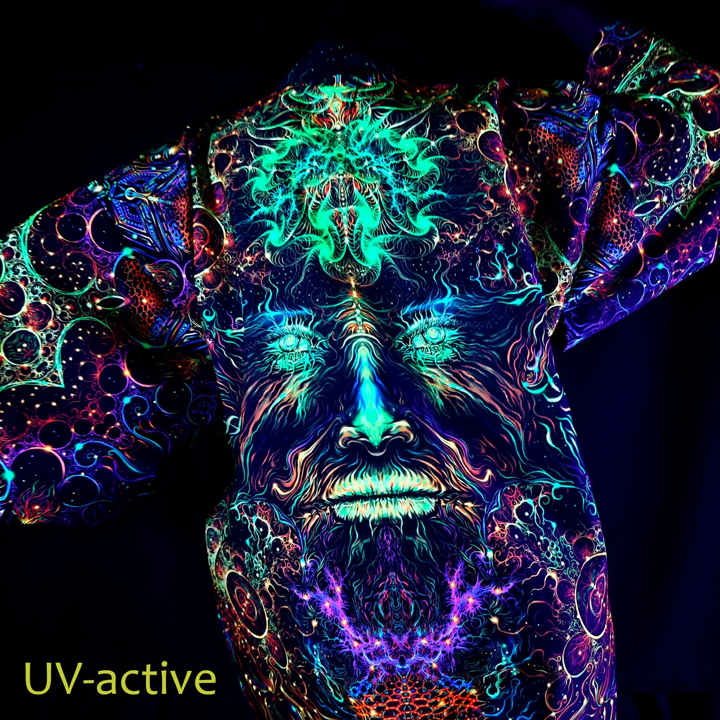 Blacklight Kimono , Rave Dress, Festival Tunic, Trippy Wear with sacred geometry (Unisex)