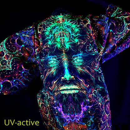 Blacklight Kimono , Rave Dress, Festival Tunic, Trippy Wear with sacred geometry (Unisex)