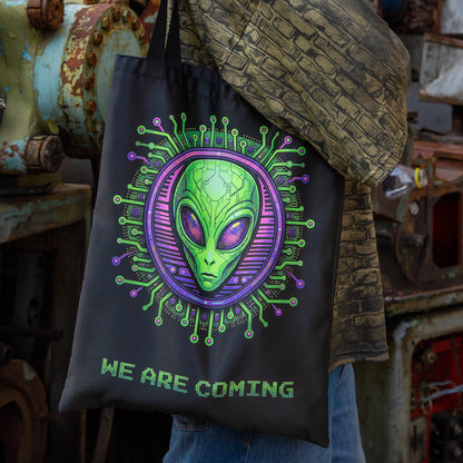 UFO Alien Blacklight UV active shopper bag