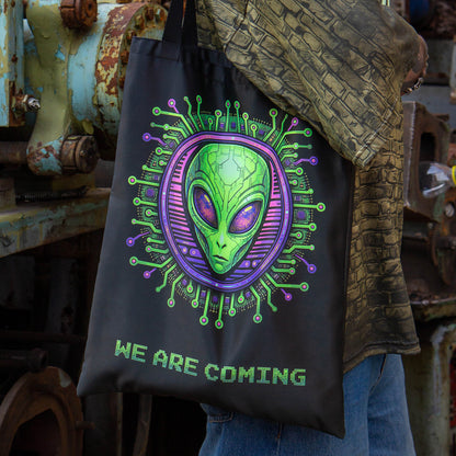 UFO Alien Blacklight UV active shopper bag