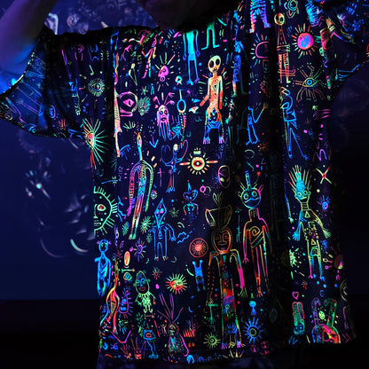Shamanic Street Art Oversize T-shirt UV active Blacklight