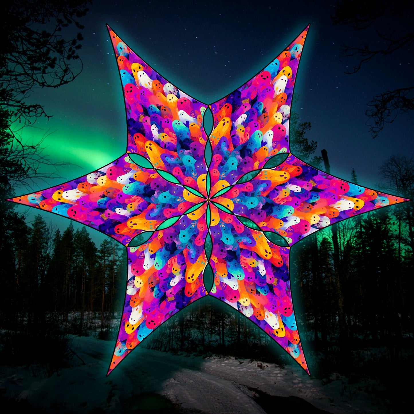 Acid Ghosts Canopy UV Active Blacklight Decor