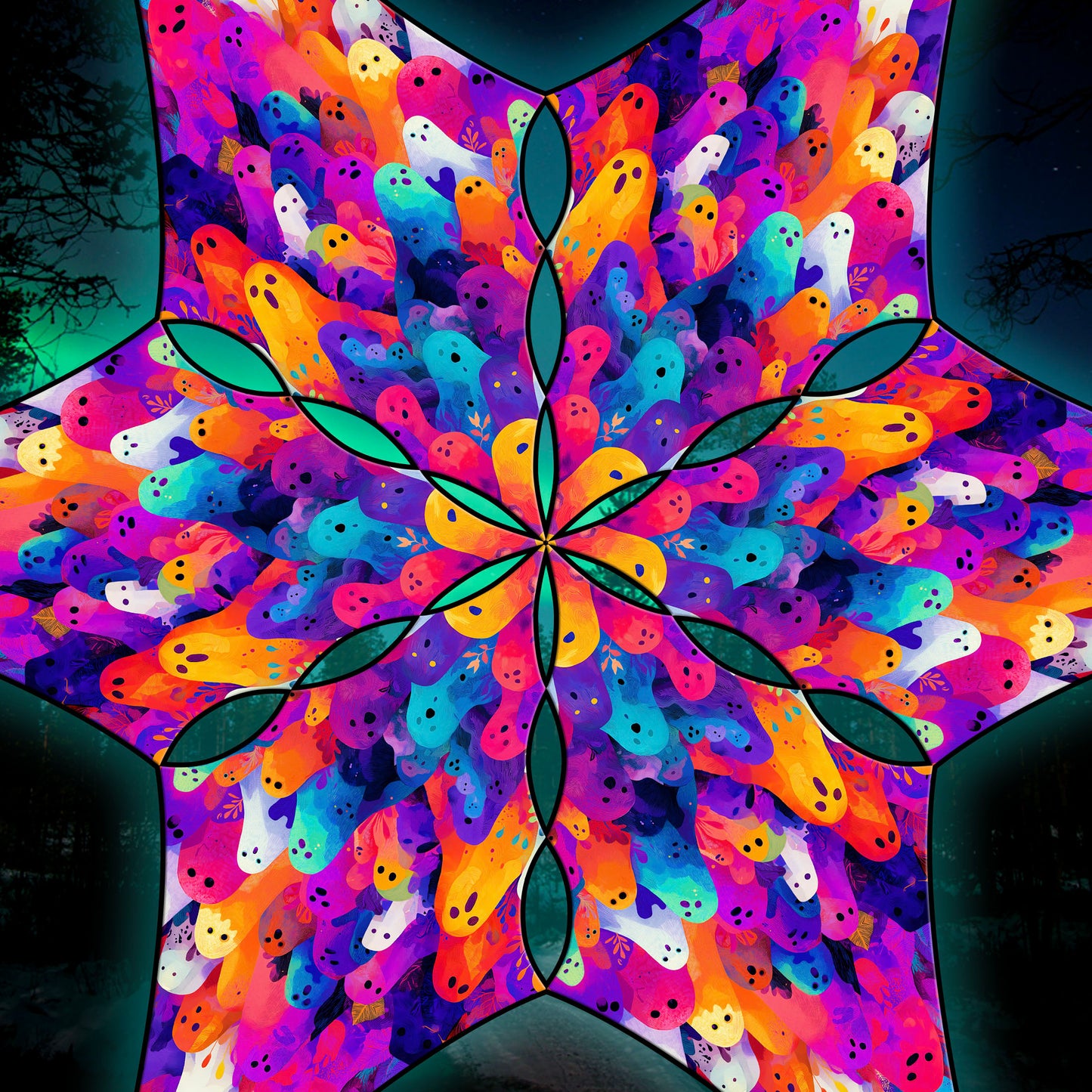 Acid Ghosts Canopy UV Active Blacklight Decor