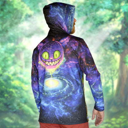 Sublimation print t-shirt with a glow-in-the-dark "Alice in Psychedelic Wonderland" design. Choose your crew neck or hooded style. 