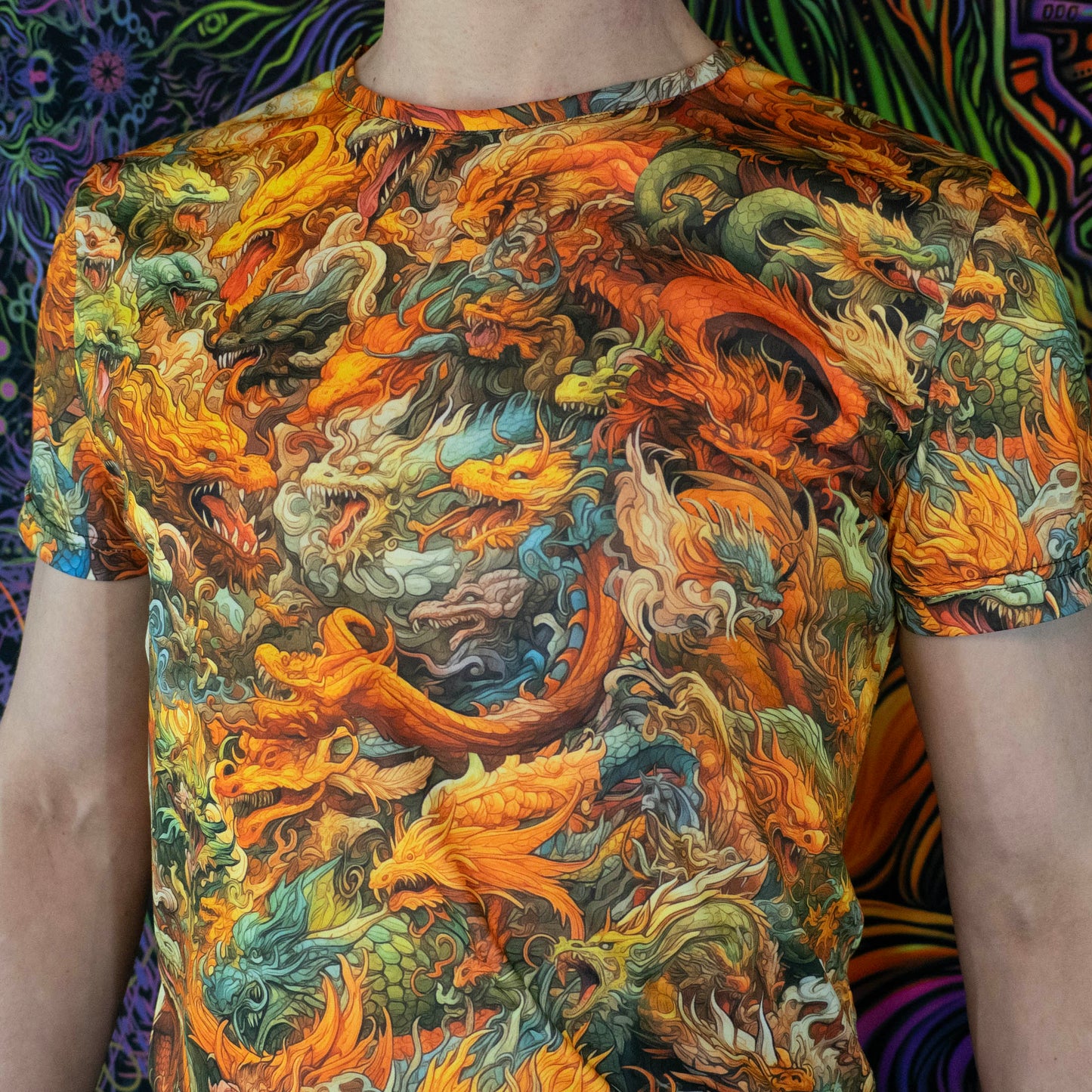 Psytrance, cyberpunk, steampunk fashion shirt with dragons