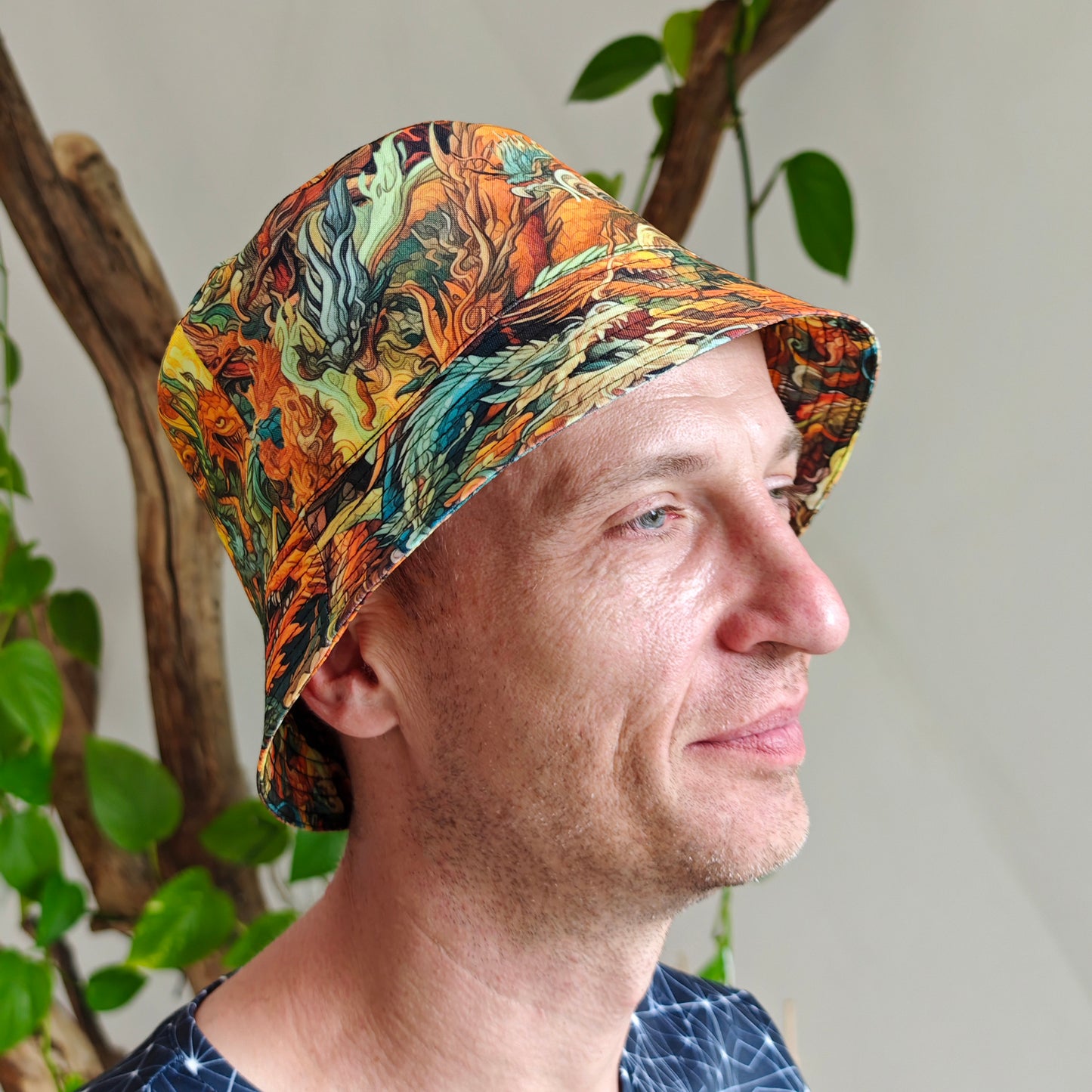 Asian Dragons Panama, Blacklight UV active bucket hat