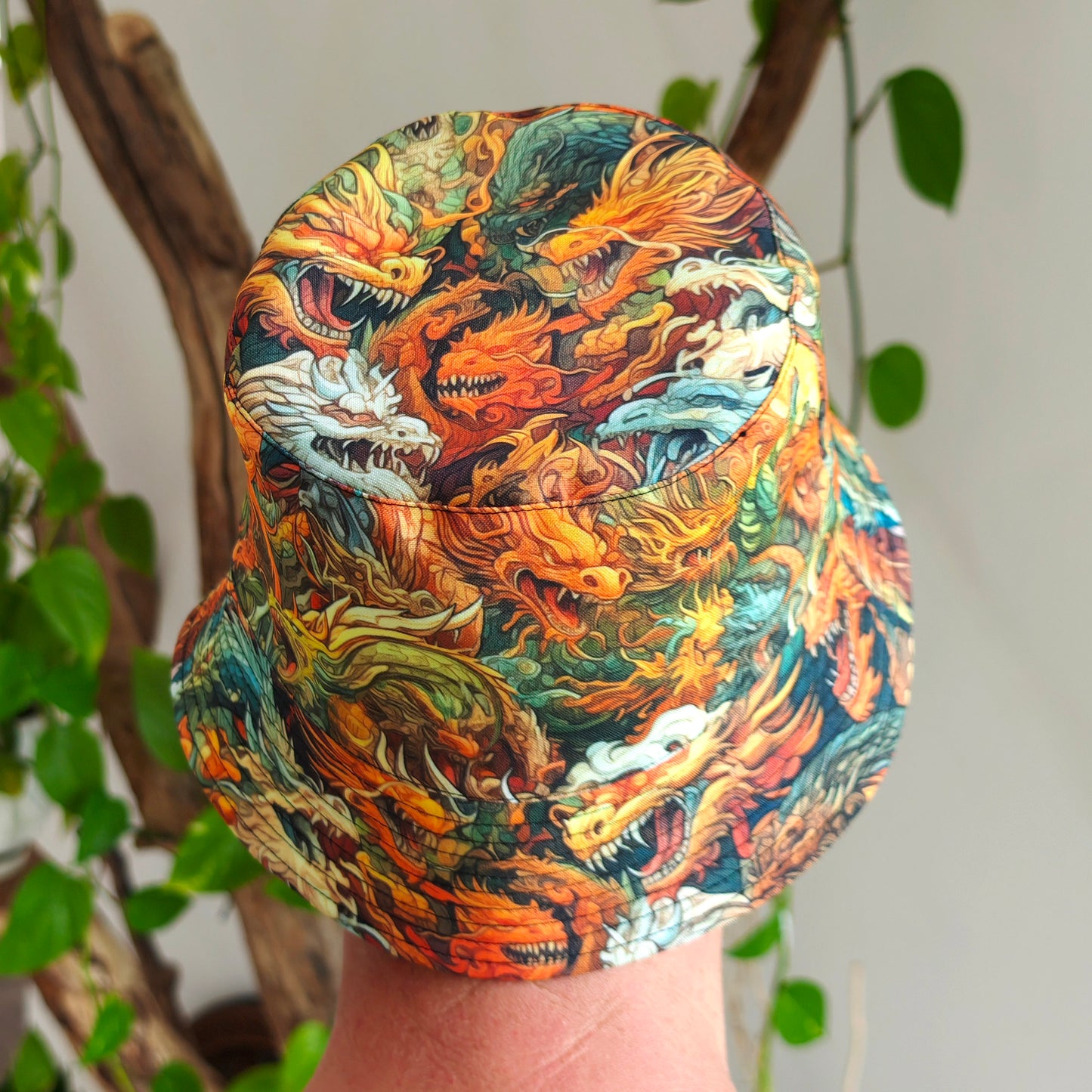 Asian Dragons Panama, Blacklight UV active bucket hat