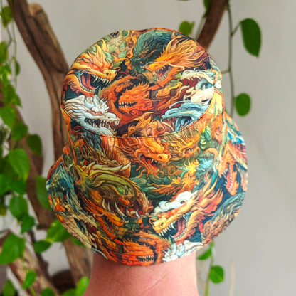 Asian Dragons Panama, Blacklight UV active bucket hat