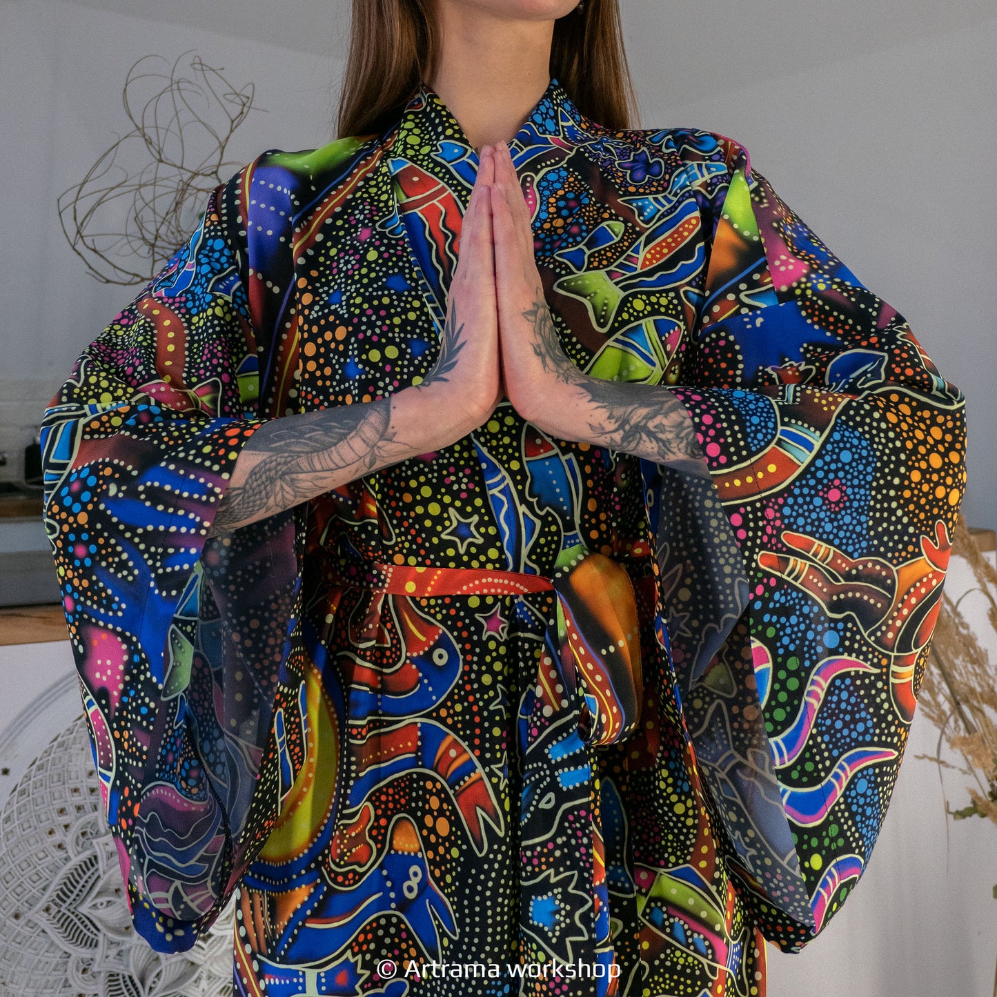 Blacklight Kimono Australia, Rave Dress, Festival Tunic, Trippy Wear (Unisex)