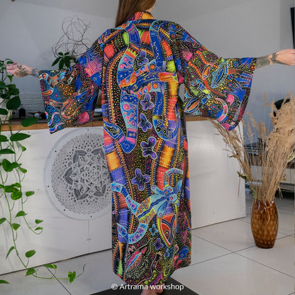 Blacklight Kimono Australia, Rave Dress, Festival Tunic, Trippy Wear (Unisex)