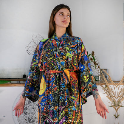 Blacklight Kimono Australia, Rave Dress, Festival Tunic, Trippy Wear (Unisex)