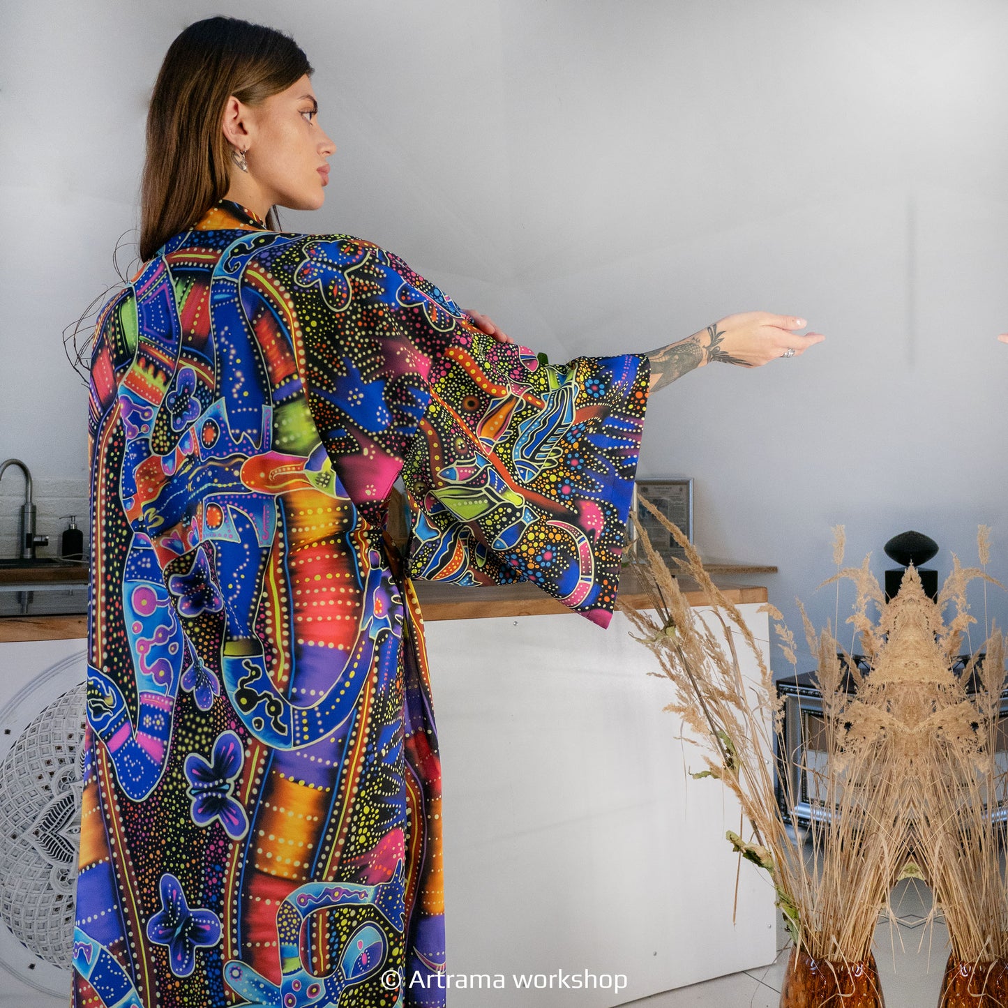 Blacklight Kimono Australia, Rave Dress, Festival Tunic, Trippy Wear (Unisex)