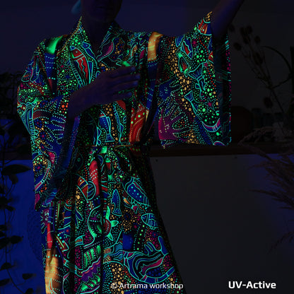 Blacklight Kimono Australia, Rave Dress, Festival Tunic, Trippy Wear (Unisex)