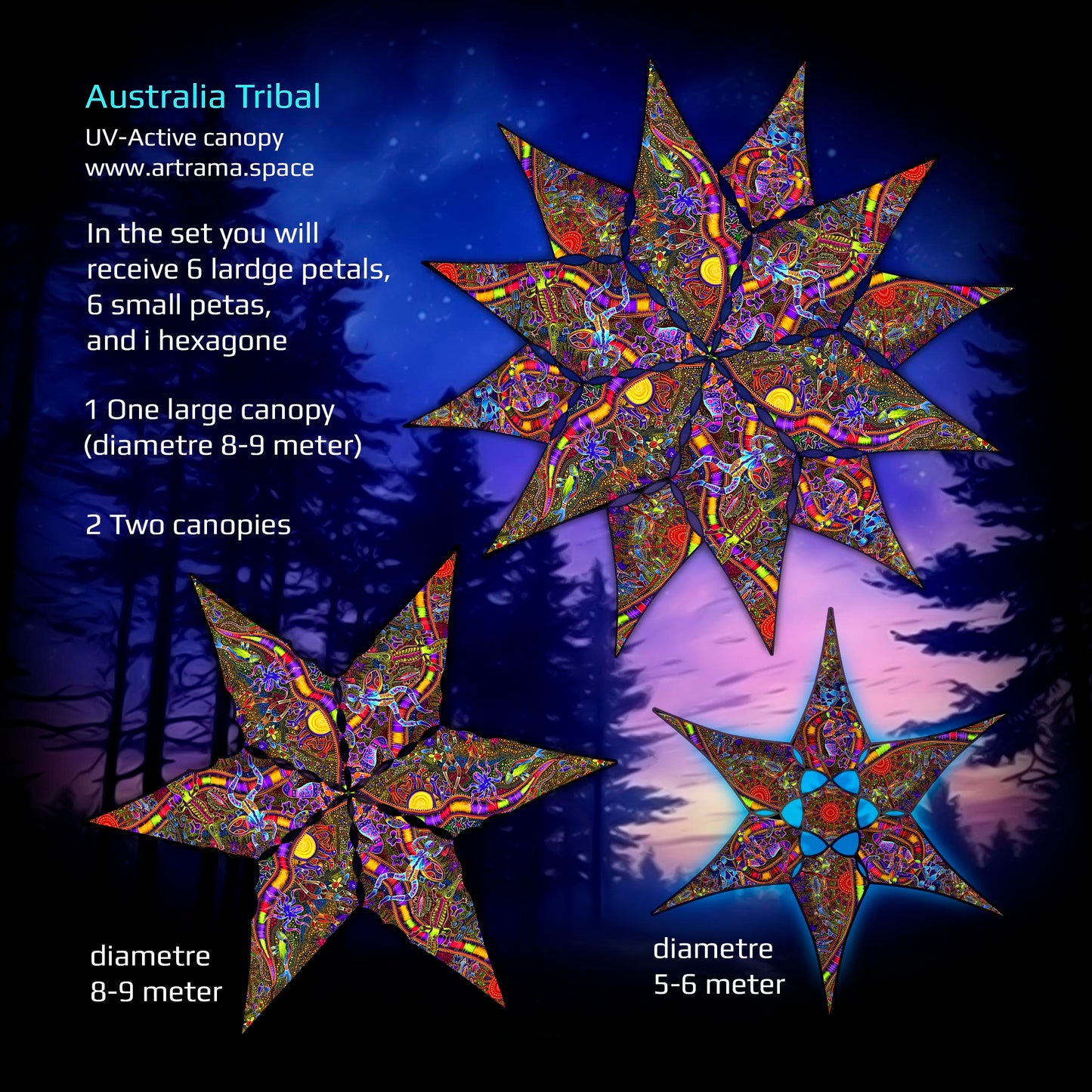 Tribal Australia Canopy UV-Active Blacklight