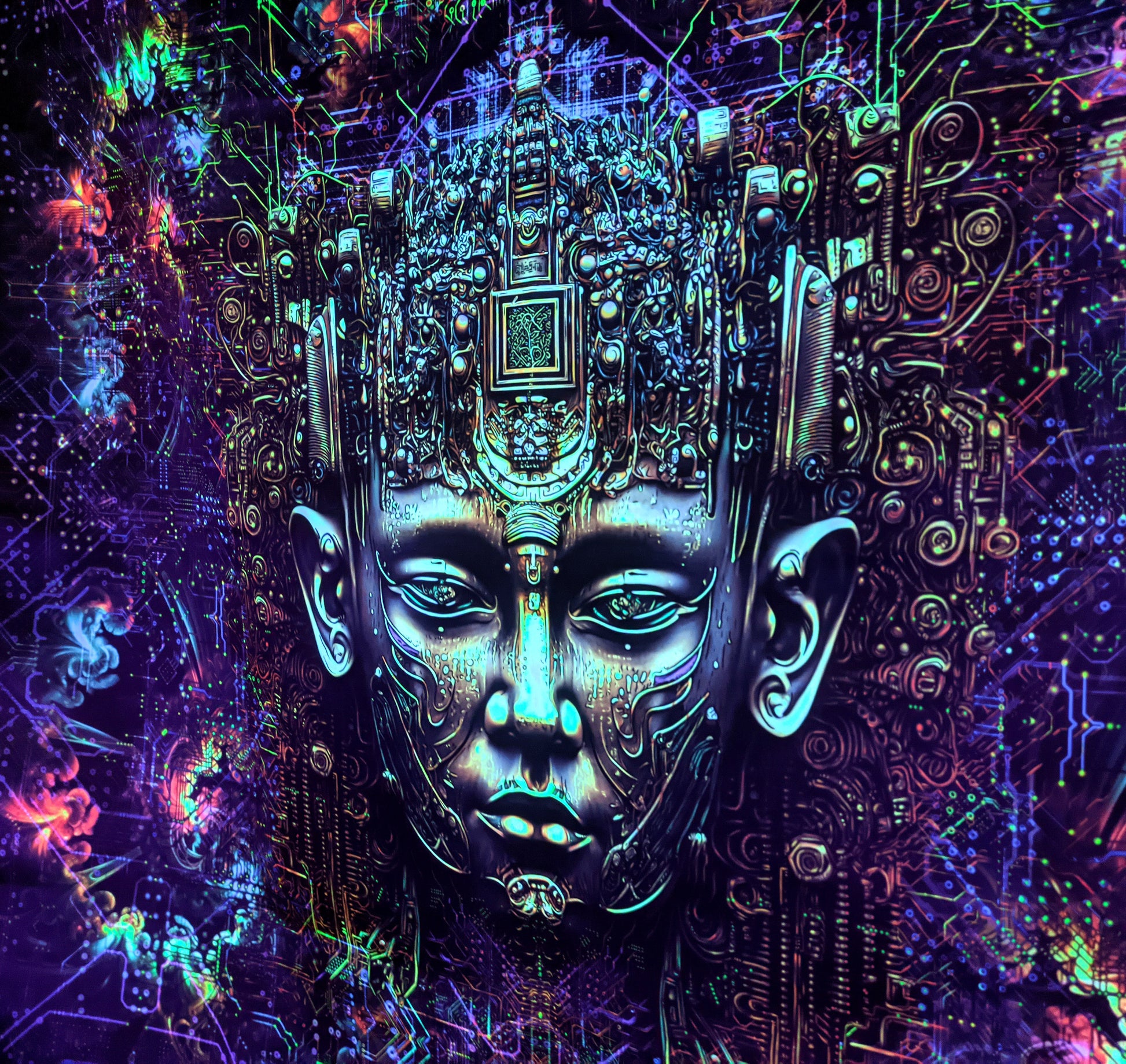 Buddha Hallucination UV active Blacklight Backdrop - Artrama