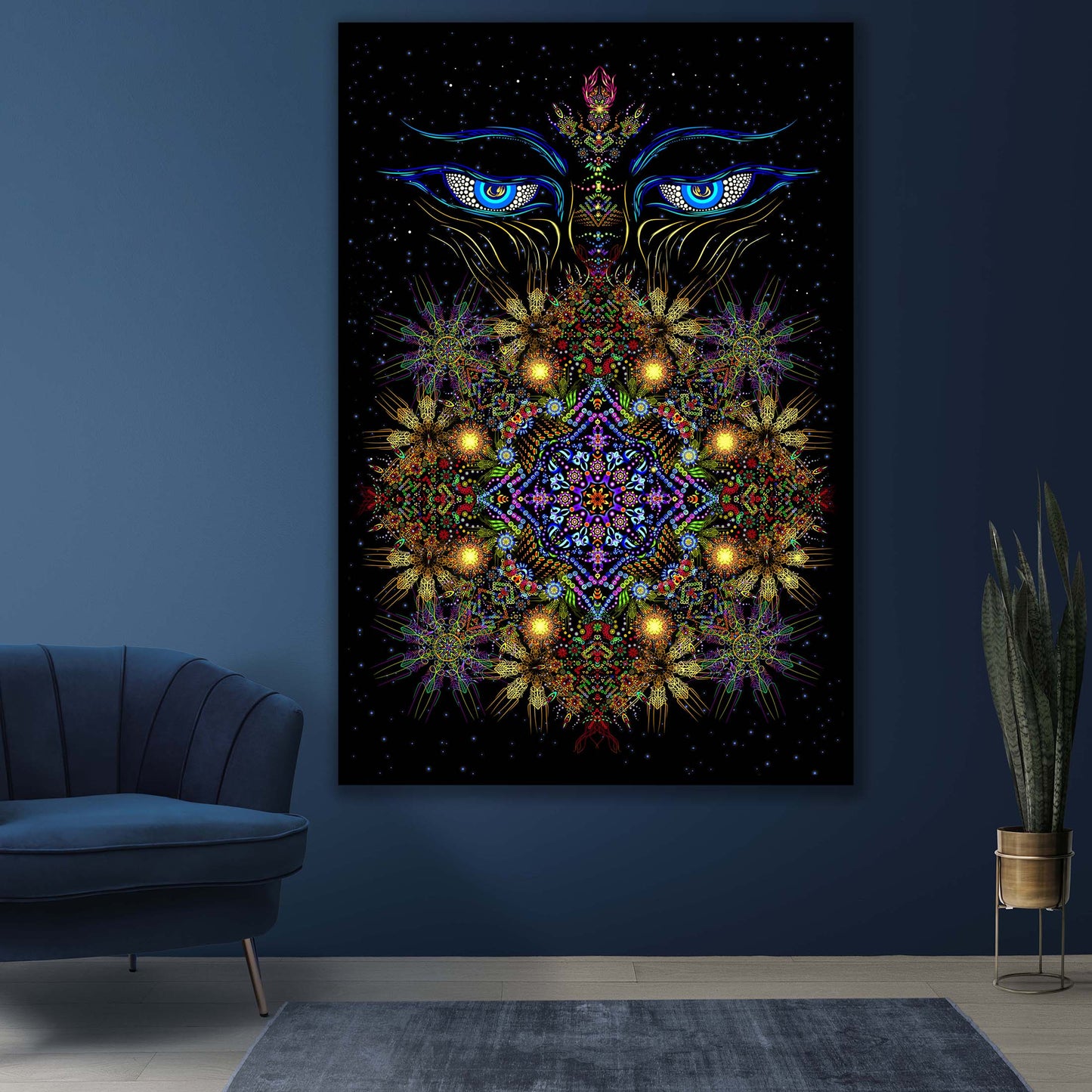 Buddha Eyes Backdrop UV-Active Blacklight - Artrama